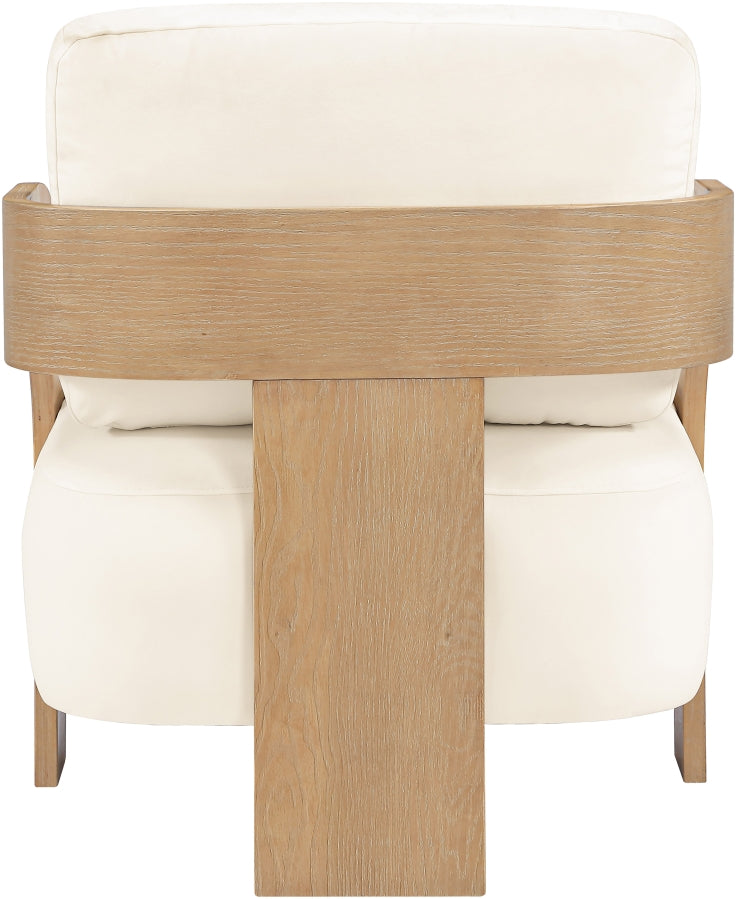 Cedra Velvet Performance Fabric Upholstered Chair in Cream - 33054Cream