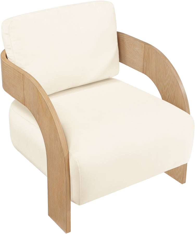 Cedra Velvet Performance Fabric Upholstered Chair in Cream - 33054Cream