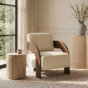 Cedra Velvet Performance Fabric Upholstered Chair in Cream - 33055Cream