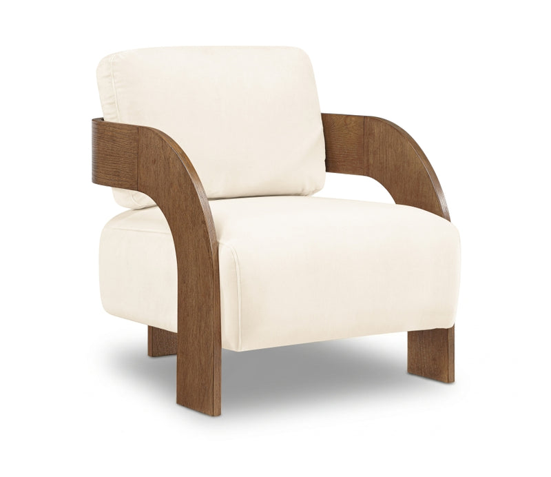 Cedra Velvet Performance Fabric Upholstered Chair in Cream - 33055Cream