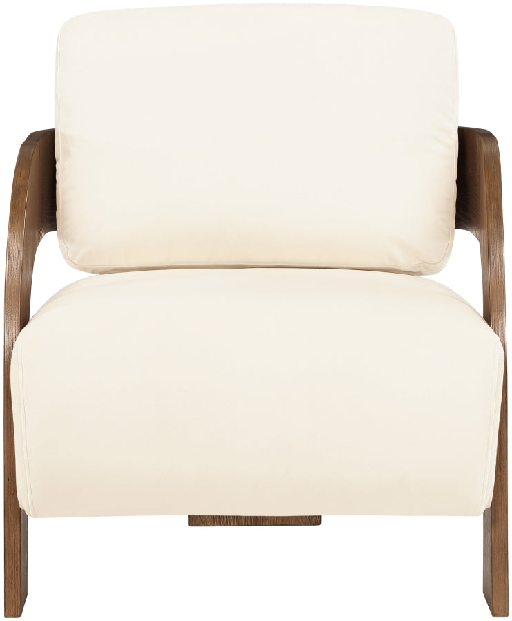 Cedra Velvet Performance Fabric Upholstered Chair in Cream - 33055Cream