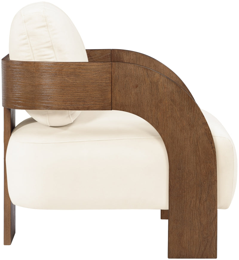 Cedra Velvet Performance Fabric Upholstered Chair in Cream - 33055Cream