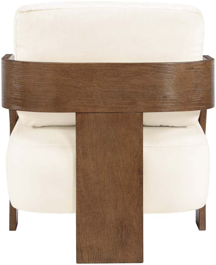 Cedra Velvet Performance Fabric Upholstered Chair in Cream - 33055Cream