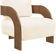 Cedra Velvet Performance Fabric Upholstered Chair in Cream - 33055Cream