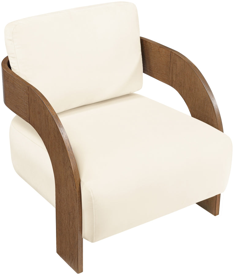 Cedra Velvet Performance Fabric Upholstered Chair in Cream - 33055Cream