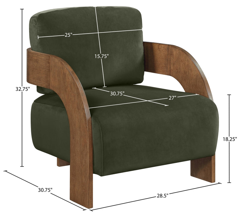Cedra Velvet Performance Fabric Upholstered Chair in Green - 33055Green