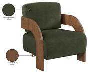 Cedra Velvet Performance Fabric Upholstered Chair in Green - 33055Green