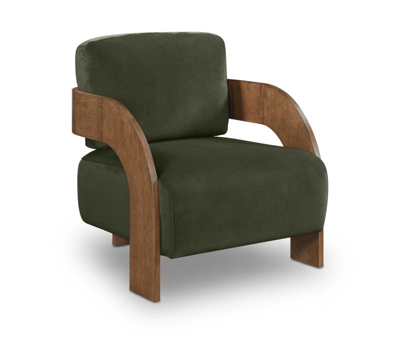 Cedra Velvet Performance Fabric Upholstered Chair in Green - 33055Green