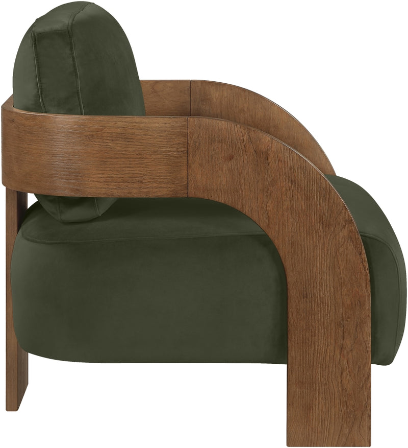 Cedra Velvet Performance Fabric Upholstered Chair in Green - 33055Green