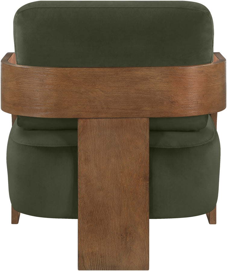 Cedra Velvet Performance Fabric Upholstered Chair in Green - 33055Green