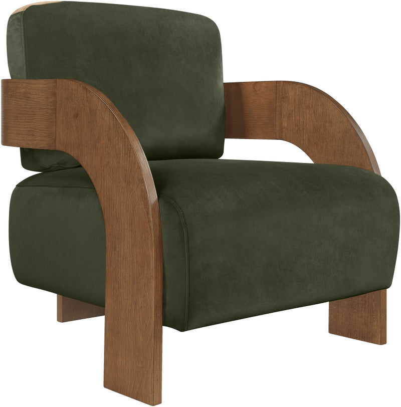 Cedra Velvet Performance Fabric Upholstered Chair in Green - 33055Green