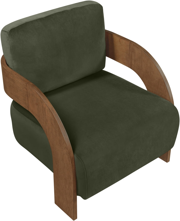Cedra Velvet Performance Fabric Upholstered Chair in Green - 33055Green