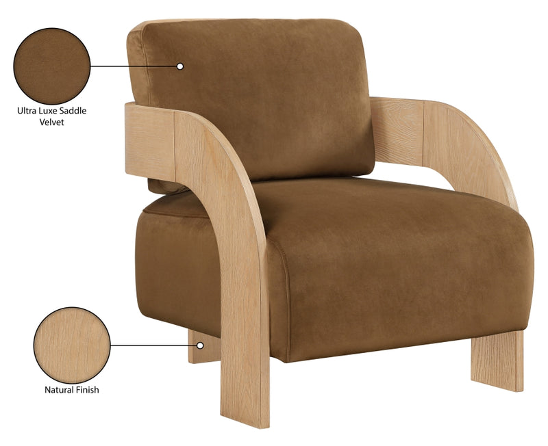 Cedra Velvet Performance Fabric Upholstered Chair in Saddle - 33054Saddle