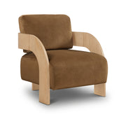 Cedra Velvet Performance Fabric Upholstered Chair in Saddle - 33054Saddle