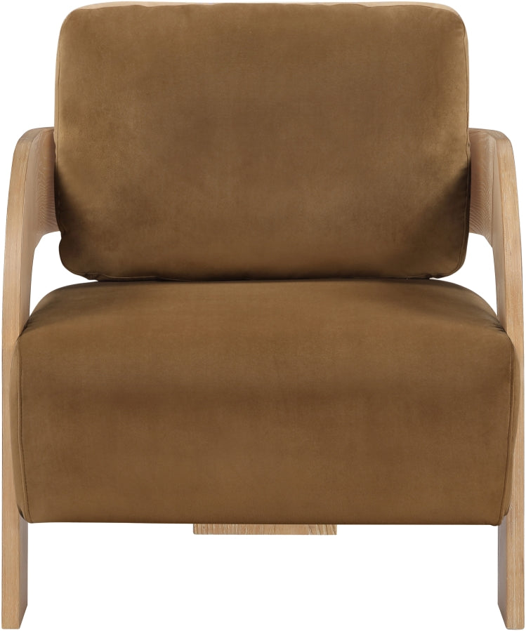 Cedra Velvet Performance Fabric Upholstered Chair in Saddle - 33054Saddle