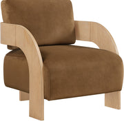 Cedra Velvet Performance Fabric Upholstered Chair in Saddle - 33054Saddle