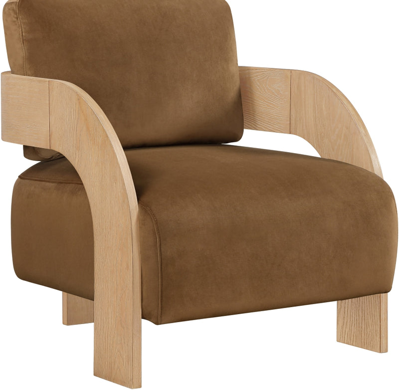 Cedra Velvet Performance Fabric Upholstered Chair in Saddle - 33054Saddle
