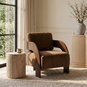 Cedra Velvet Performance Fabric Upholstered Chair in Saddle - 33055Saddle