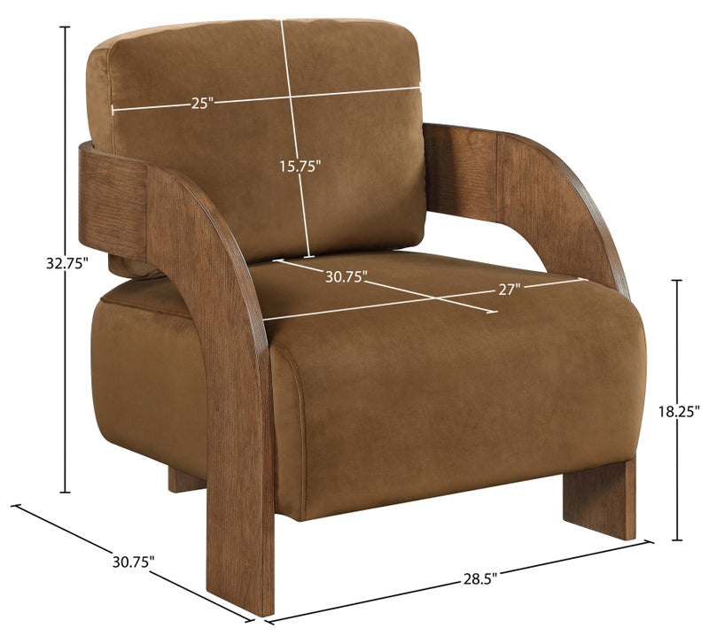 Cedra Velvet Performance Fabric Upholstered Chair in Saddle - 33055Saddle