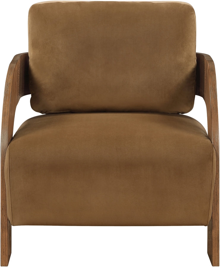 Cedra Velvet Performance Fabric Upholstered Chair in Saddle - 33055Saddle