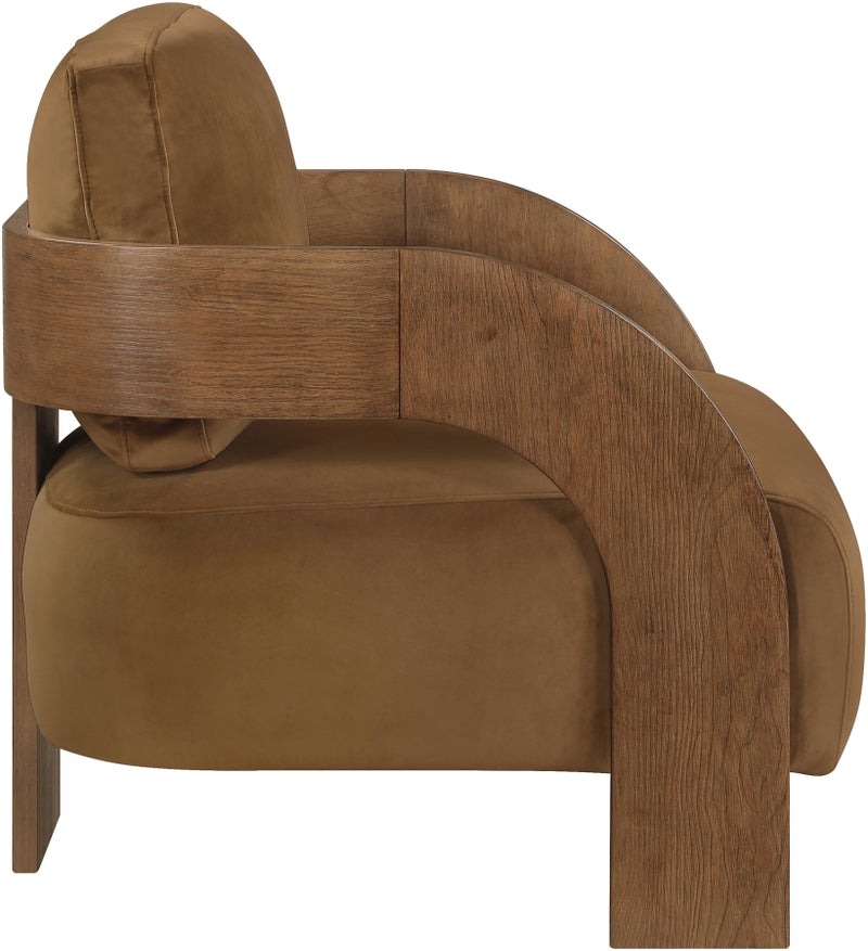 Cedra Velvet Performance Fabric Upholstered Chair in Saddle - 33055Saddle