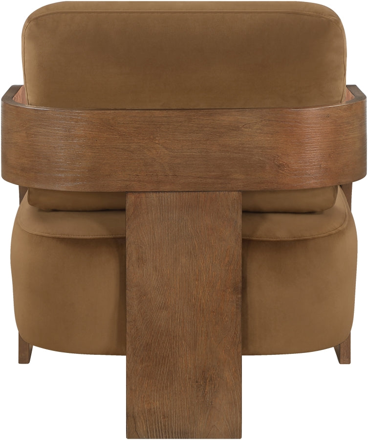 Cedra Velvet Performance Fabric Upholstered Chair in Saddle - 33055Saddle