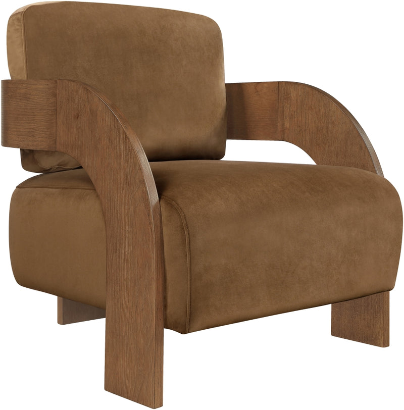 Cedra Velvet Performance Fabric Upholstered Chair in Saddle - 33055Saddle