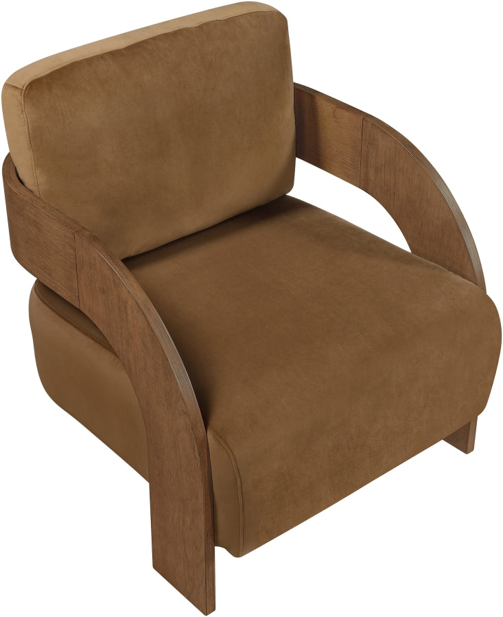 Cedra Velvet Performance Fabric Upholstered Chair in Saddle - 33055Saddle