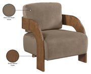 Cedra Velvet Performance Fabric Upholstered Chair in Taupe - 33055Taupe