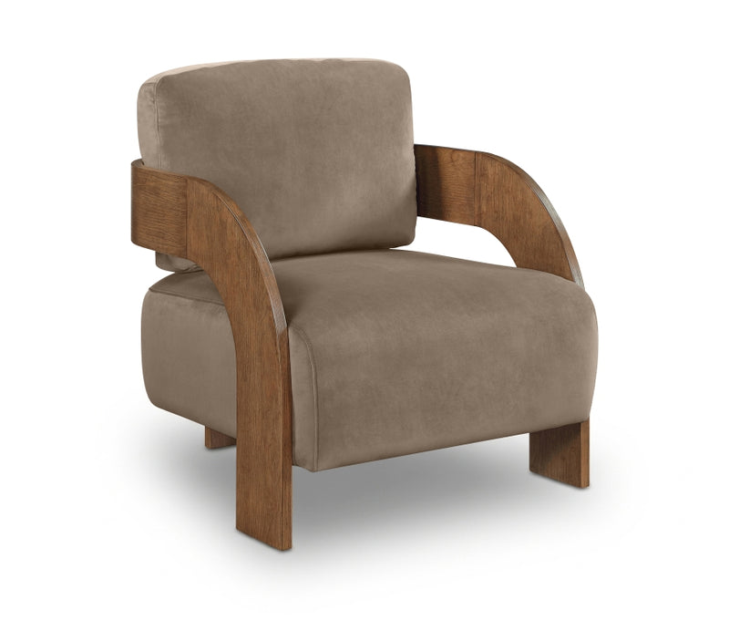 Cedra Velvet Performance Fabric Upholstered Chair in Taupe - 33055Taupe