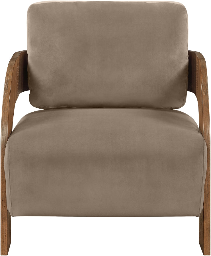 Cedra Velvet Performance Fabric Upholstered Chair in Taupe - 33055Taupe