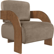 Cedra Velvet Performance Fabric Upholstered Chair in Taupe - 33055Taupe