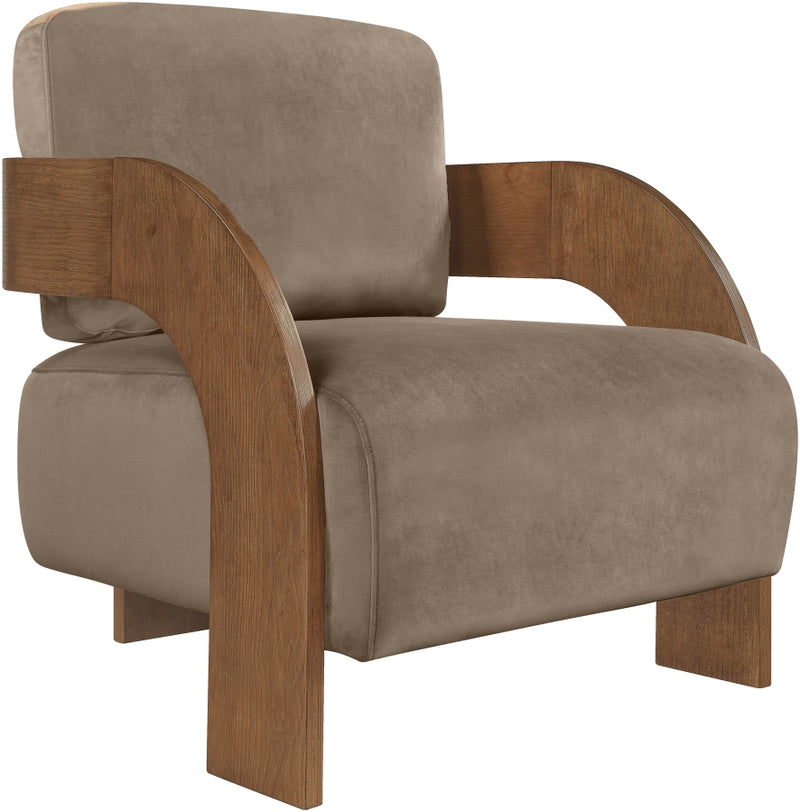 Cedra Velvet Performance Fabric Upholstered Chair in Taupe - 33055Taupe