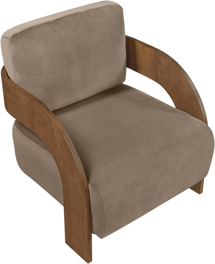 Cedra Velvet Performance Fabric Upholstered Chair in Taupe - 33055Taupe
