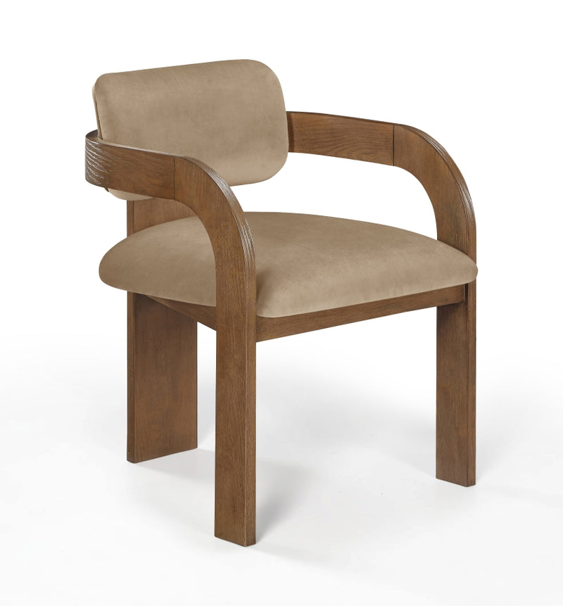 Cedra Velvet Performance Fabric Upholstered Dining Chair in Beige, Set of 2 - 33051Beige-C