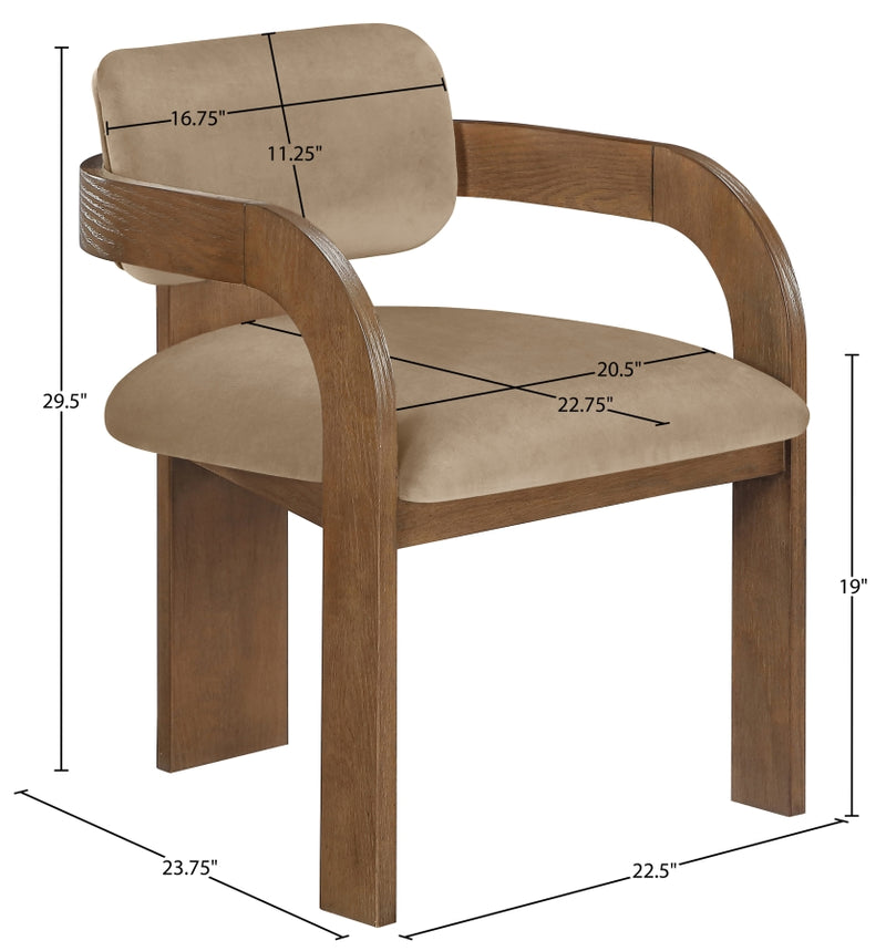 Cedra Velvet Performance Fabric Upholstered Dining Chair in Beige, Set of 2 - 33051Beige-C
