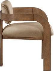 Cedra Velvet Performance Fabric Upholstered Dining Chair in Beige, Set of 2 - 33051Beige-C
