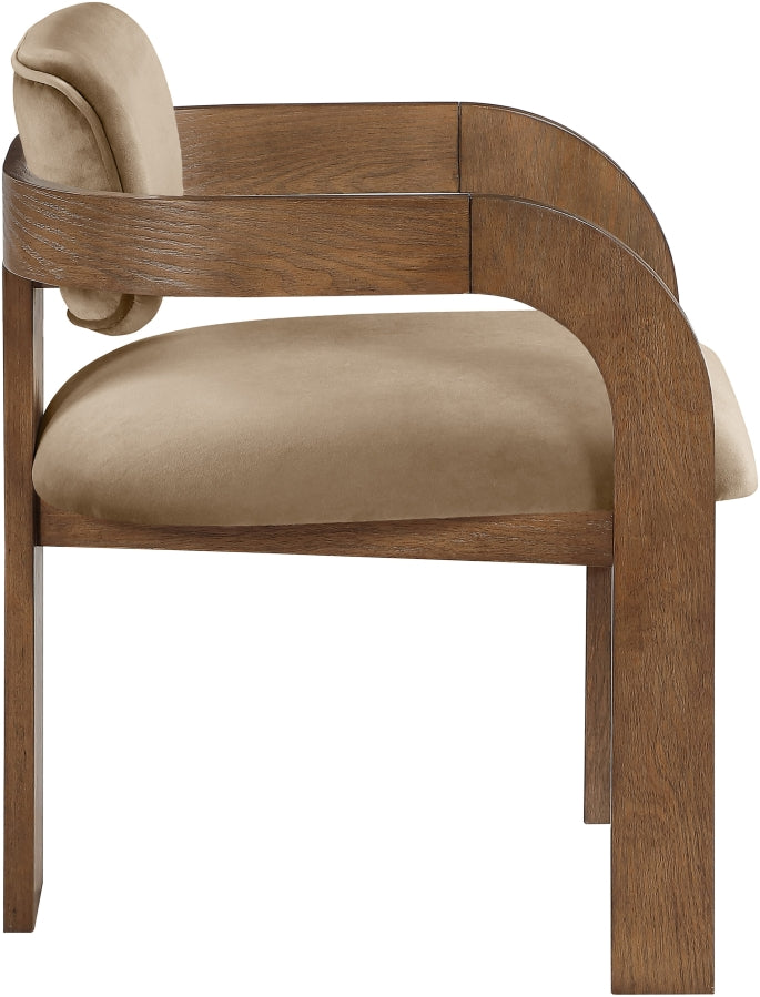 Cedra Velvet Performance Fabric Upholstered Dining Chair in Beige, Set of 2 - 33051Beige-C