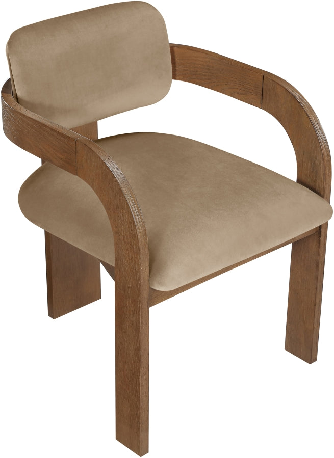 Cedra Velvet Performance Fabric Upholstered Dining Chair in Beige, Set of 2 - 33051Beige-C