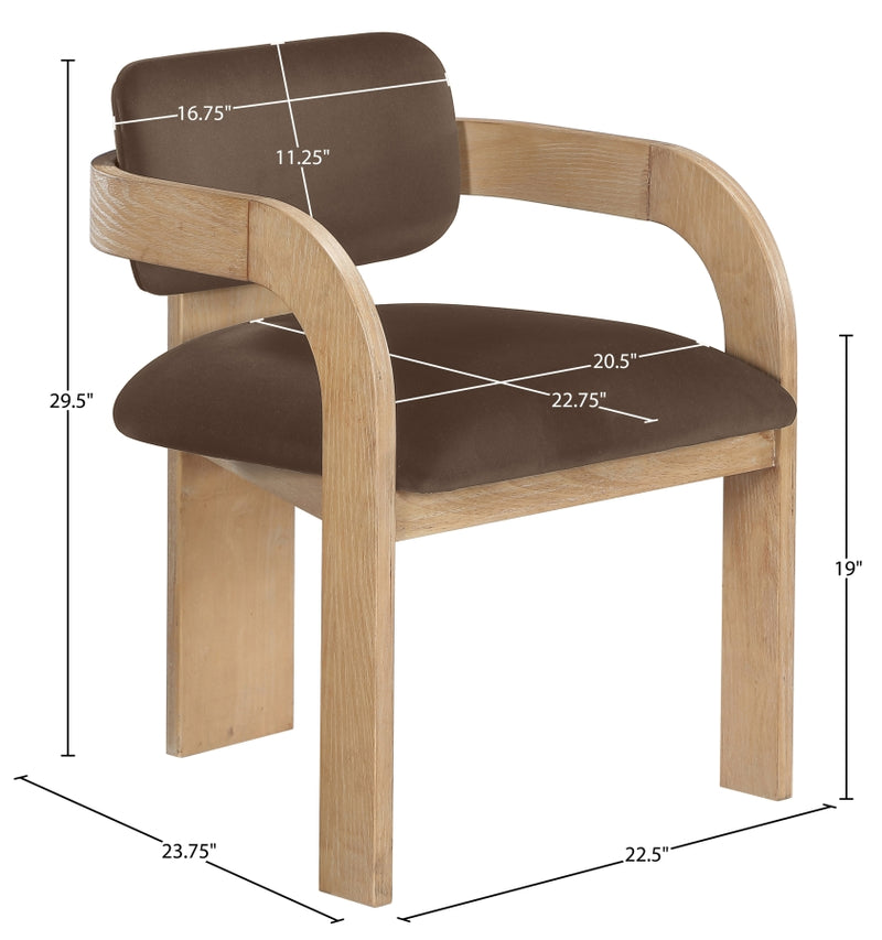 Cedra Velvet Performance Fabric Upholstered Dining Chair in Brown, Set of 2 - 33050Brown-C