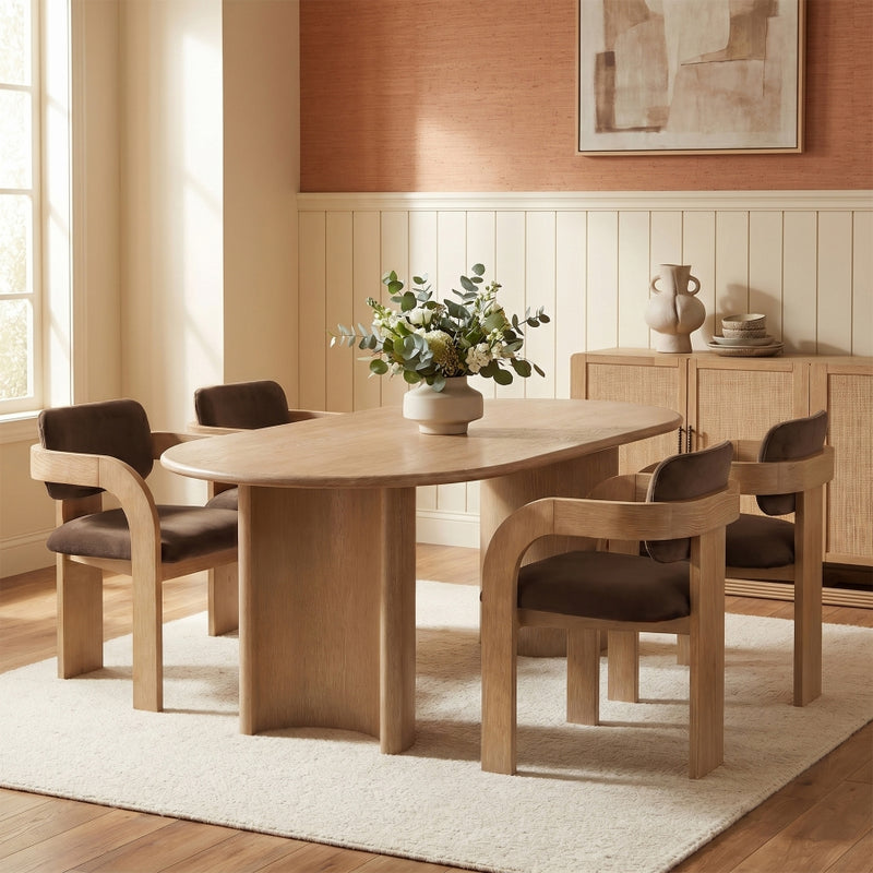 Cedra Velvet Performance Fabric Upholstered Dining Chair in Brown, Set of 2 - 33050Brown-C