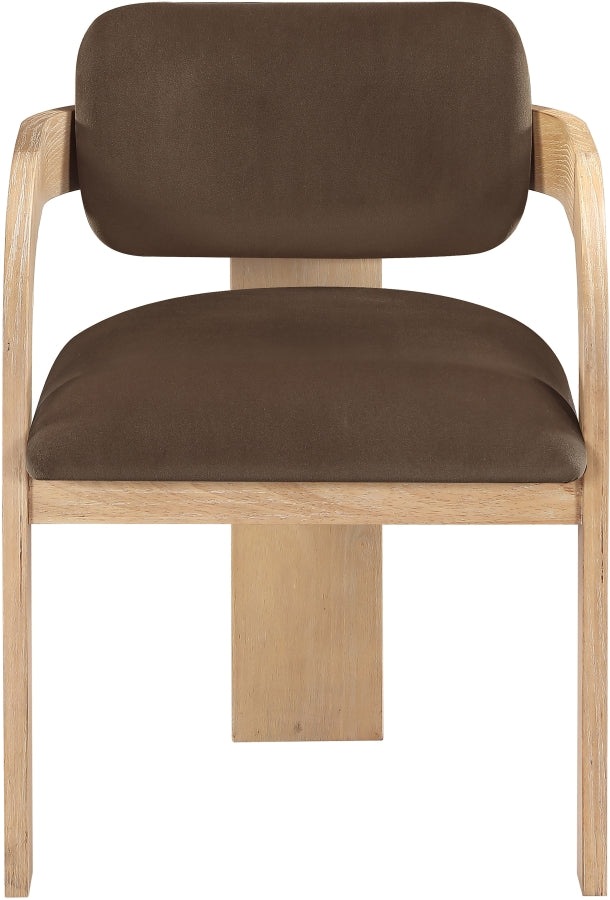Cedra Velvet Performance Fabric Upholstered Dining Chair in Brown, Set of 2 - 33050Brown-C