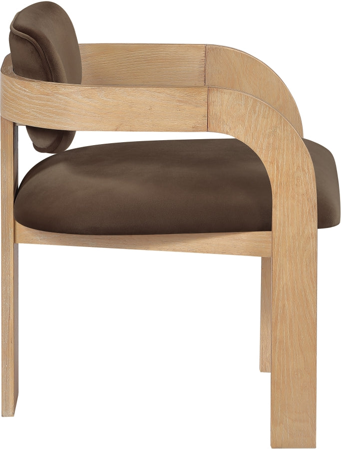 Cedra Velvet Performance Fabric Upholstered Dining Chair in Brown, Set of 2 - 33050Brown-C