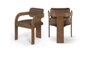 Cedra Velvet Performance Fabric Upholstered Dining Chair in Brown, Set of 2 - 33051Brown-C