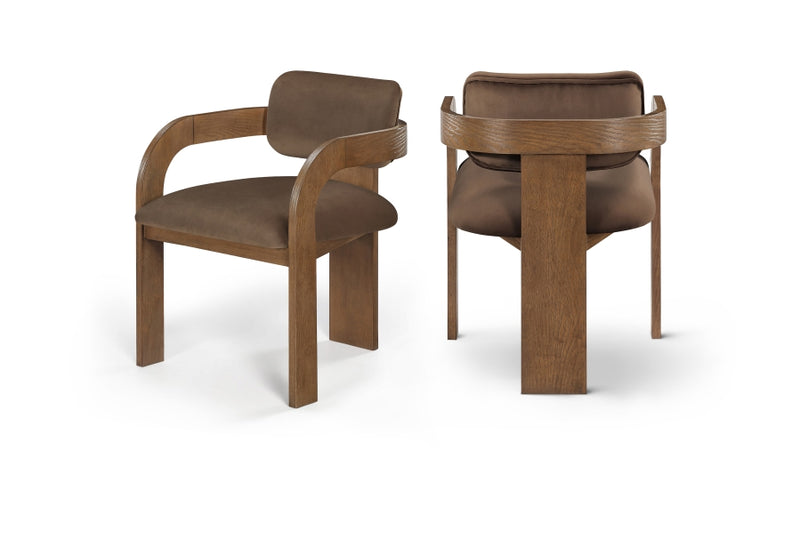 Cedra Velvet Performance Fabric Upholstered Dining Chair in Brown, Set of 2 - 33051Brown-C