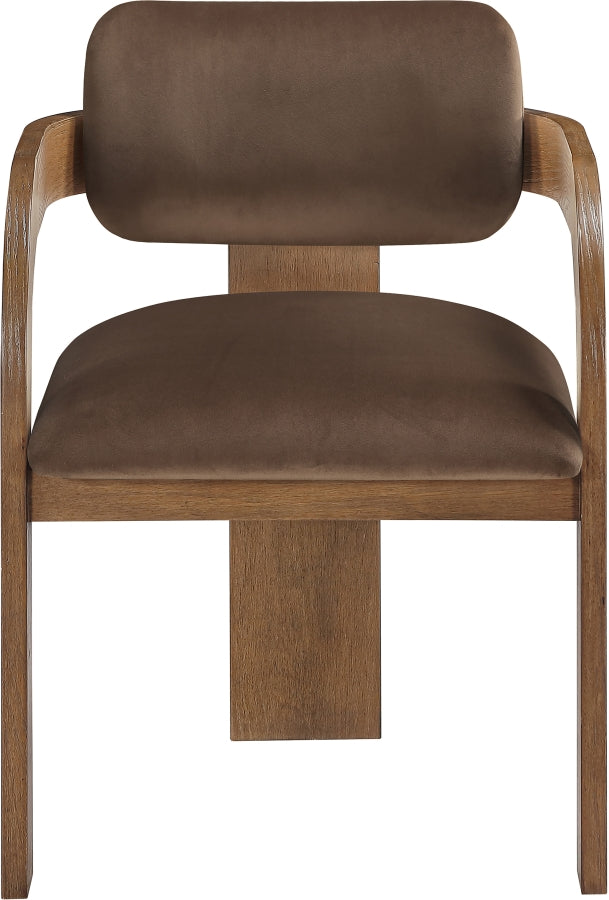 Cedra Velvet Performance Fabric Upholstered Dining Chair in Brown, Set of 2 - 33051Brown-C