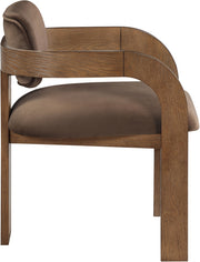 Cedra Velvet Performance Fabric Upholstered Dining Chair in Brown, Set of 2 - 33051Brown-C