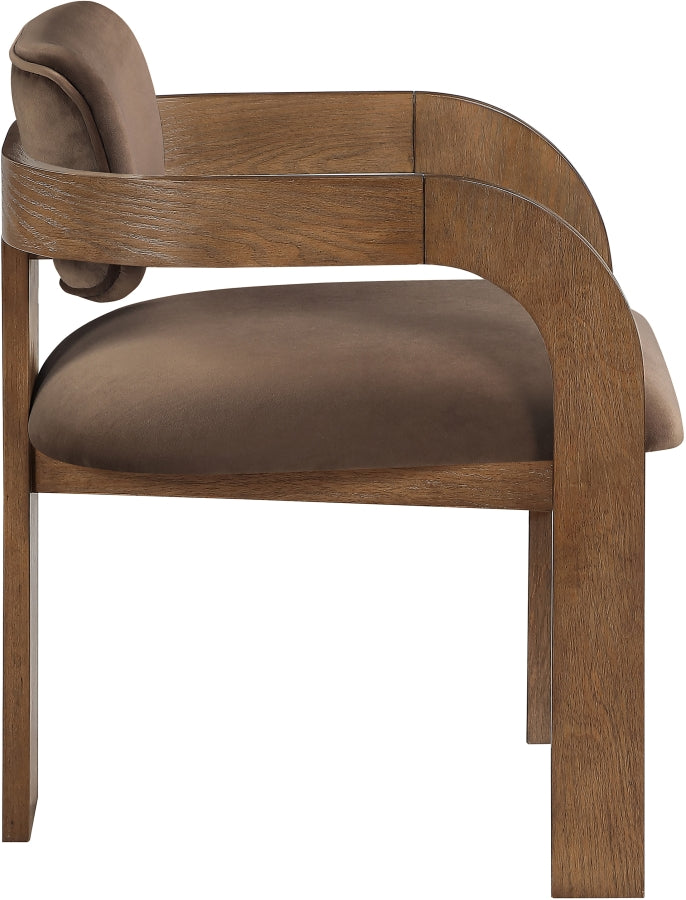Cedra Velvet Performance Fabric Upholstered Dining Chair in Brown, Set of 2 - 33051Brown-C