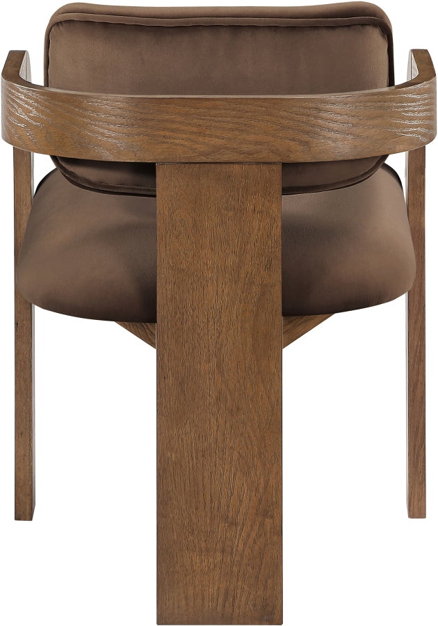 Cedra Velvet Performance Fabric Upholstered Dining Chair in Brown, Set of 2 - 33051Brown-C