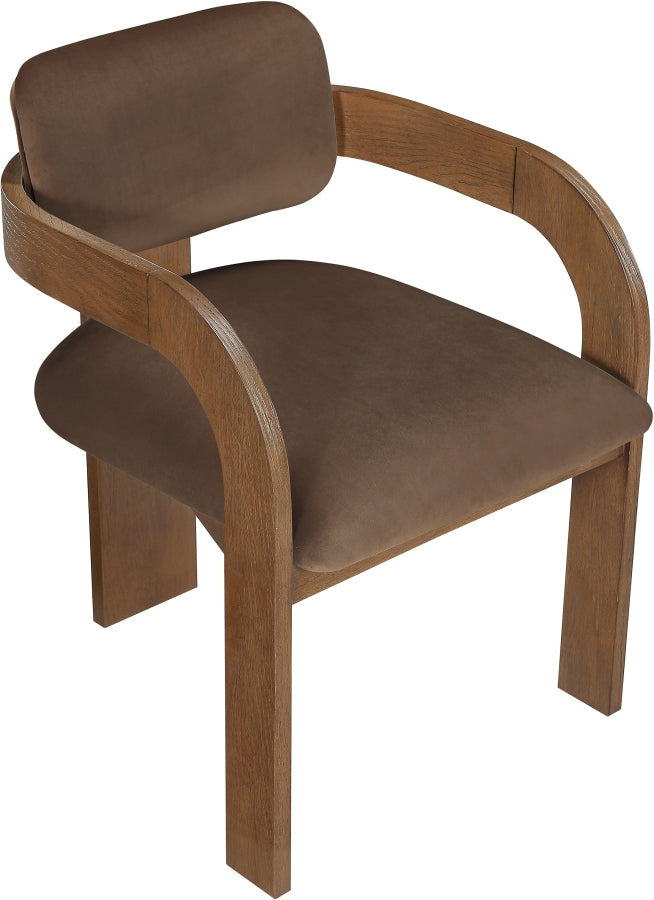 Cedra Velvet Performance Fabric Upholstered Dining Chair in Brown, Set of 2 - 33051Brown-C